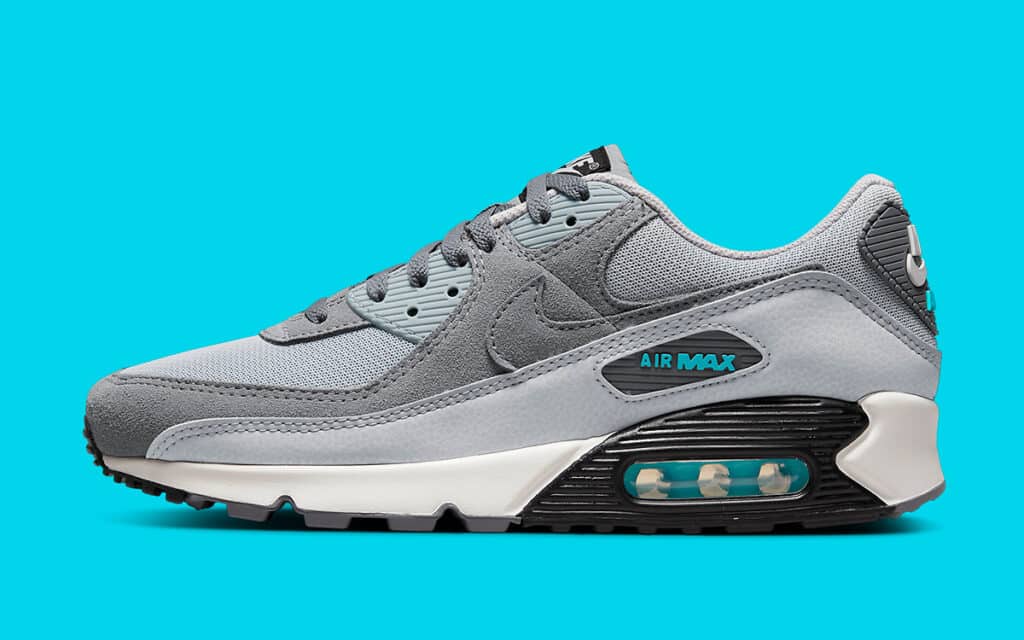 Nike Air Max 90 in Grey Black and Aqua