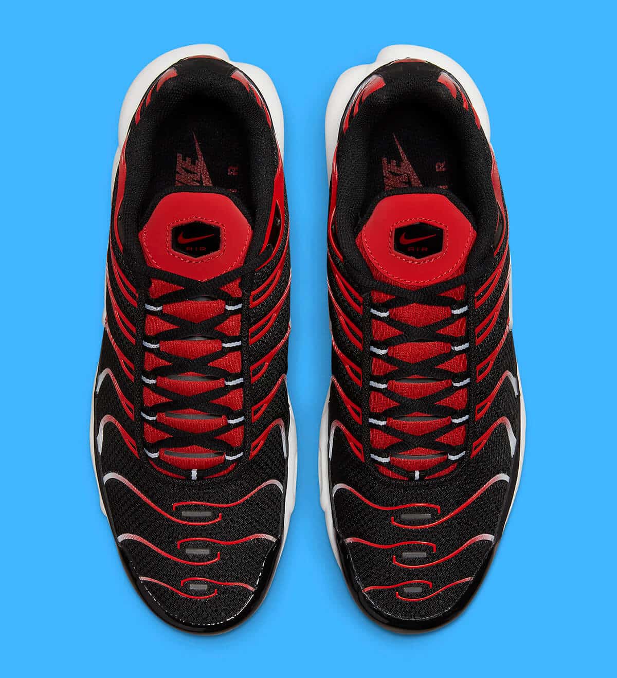 TN Air Max Plus Black and White with Red Strike
