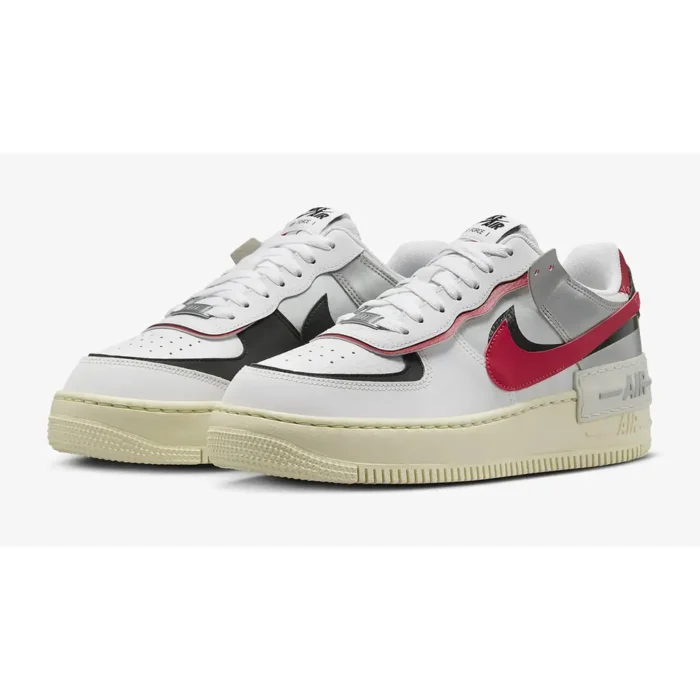 Nike Air Force 1 Shadow White Silver Gym Red